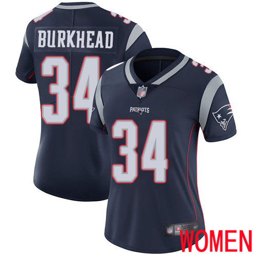 New England Patriots Football 34 Vapor Limited Navy Blue Women Rex Burkhead Home NFL Jersey